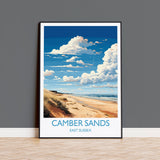 Camber Sands Travel Poster Wall Art, Camber Sands Travel Print, East Sussex, English Coastal Art, Camber Sands Gift, Wall Art Print NQ Media Designs