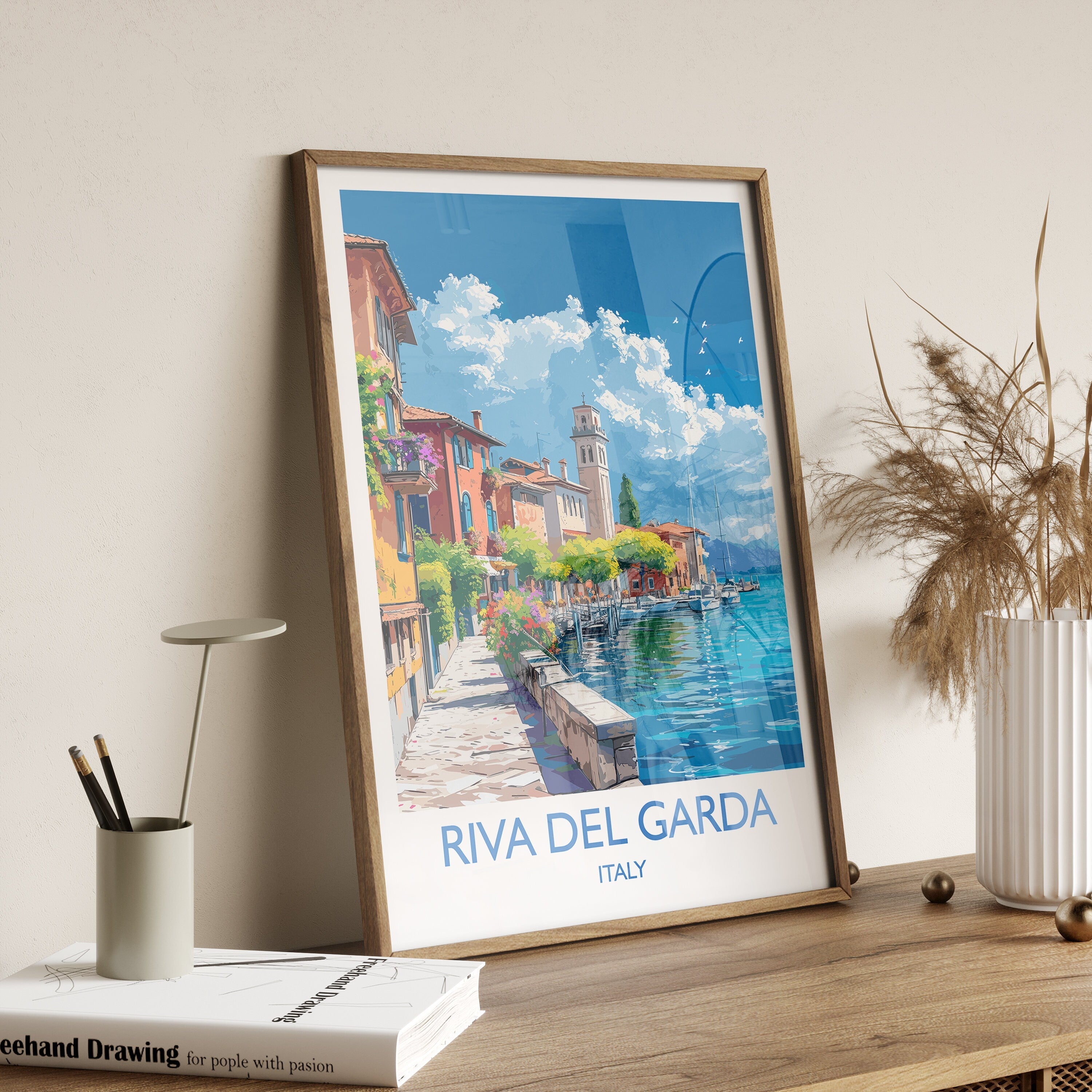 Riva Del Garda Travel Poster Wall Art, Travel Print of Riva Del Garda , Riva Del GardaArt Lovers Gift, Italy, Italian Lakes Art Gift NQ Media Designs