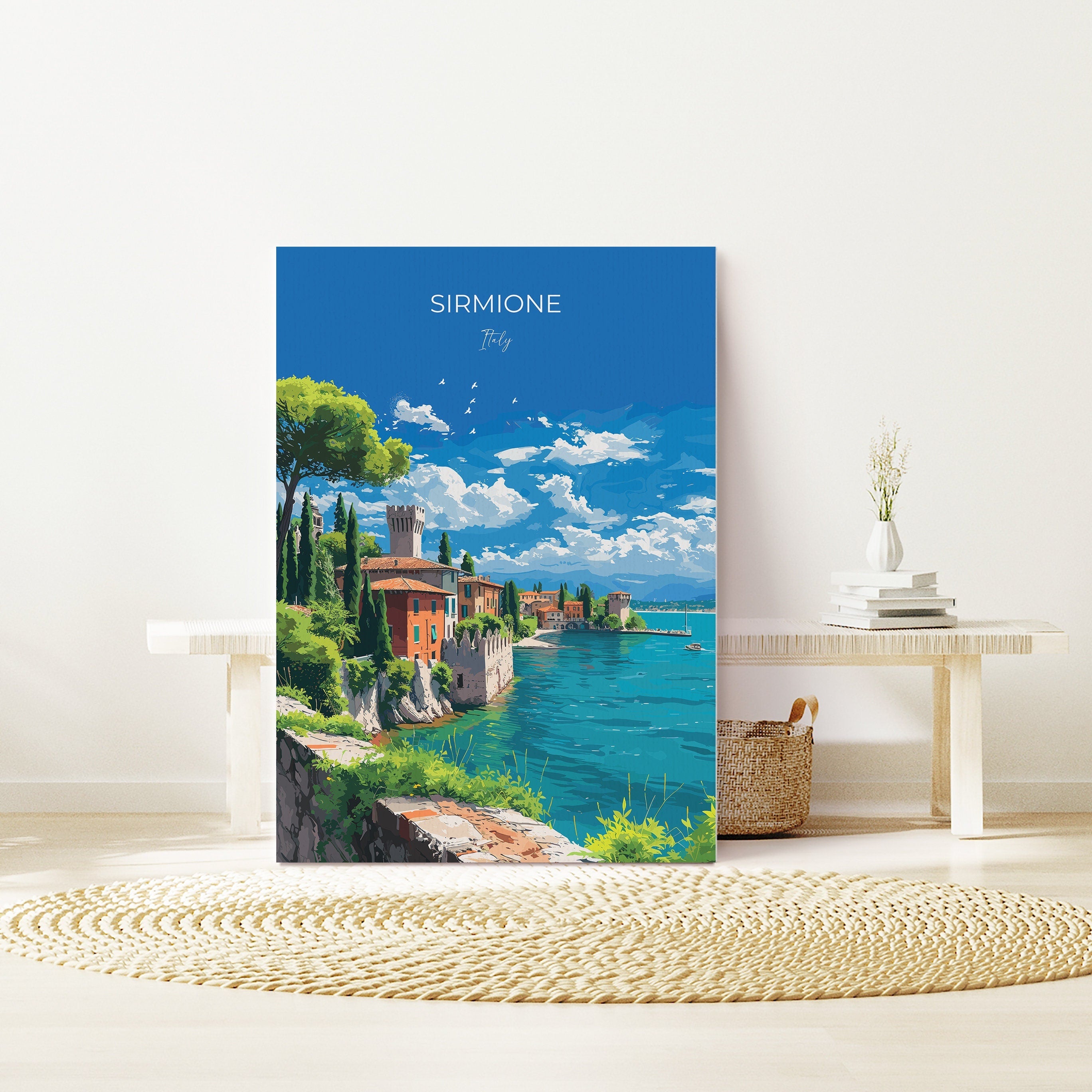 Sirmione Travel Print Wall Art, Travel Poster of Lake Garda, Sirmione Art Lovers Gift, Italy, Italian Lakes Art Gift NQ Media Designs