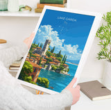 Lake Garda Travel Print Wall Art, Travel Poster of Lake Garda, Lake Garda Art Lovers Gift, Italy, Italian Lakes Art Gift NQ Media Designs