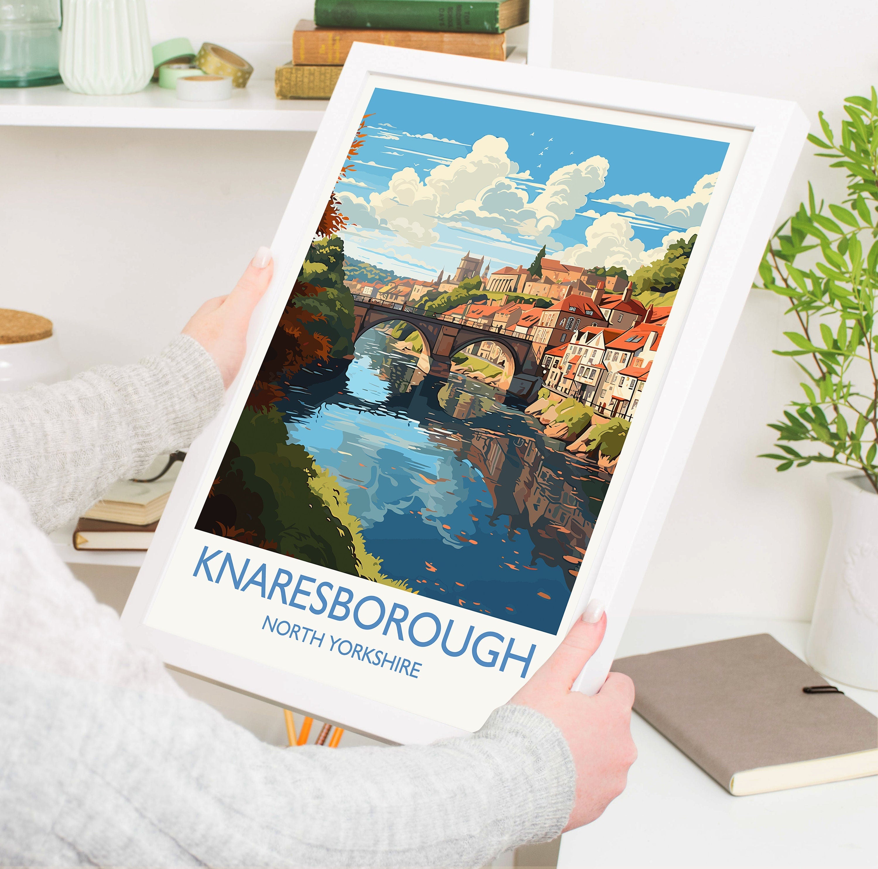 Knaresborough Travel Print, Travel Poster of Knaresborough, North Yorkshire Gift, England, Knaresborough Art Lovers Gift, Wall Art Print NQ Media Designs