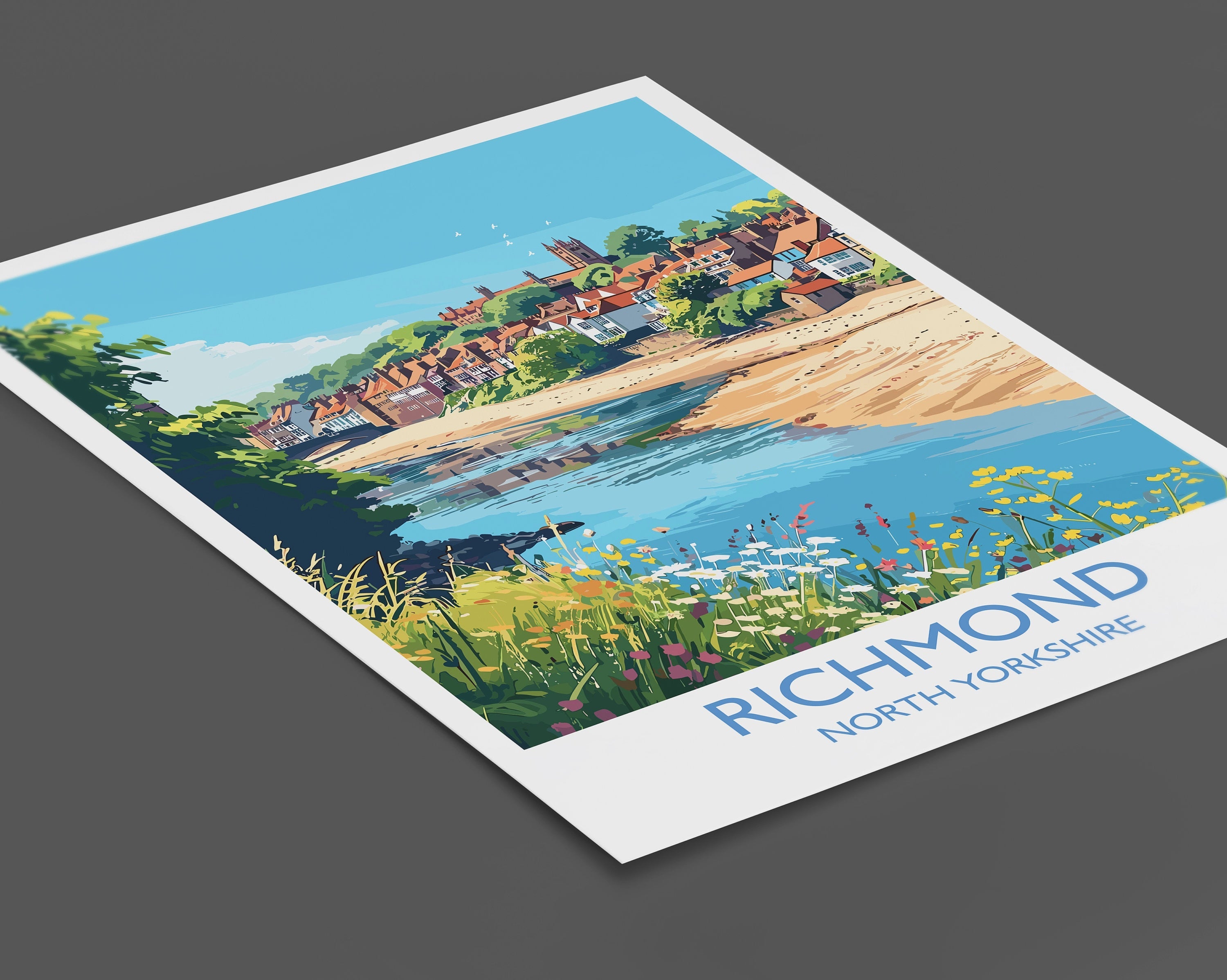 Richmond Travel Print, Travel Poster of Richmond, North Yorkshire Gift, England, Richmond Art Lovers Gift, Wall Art Print NQ Media Designs