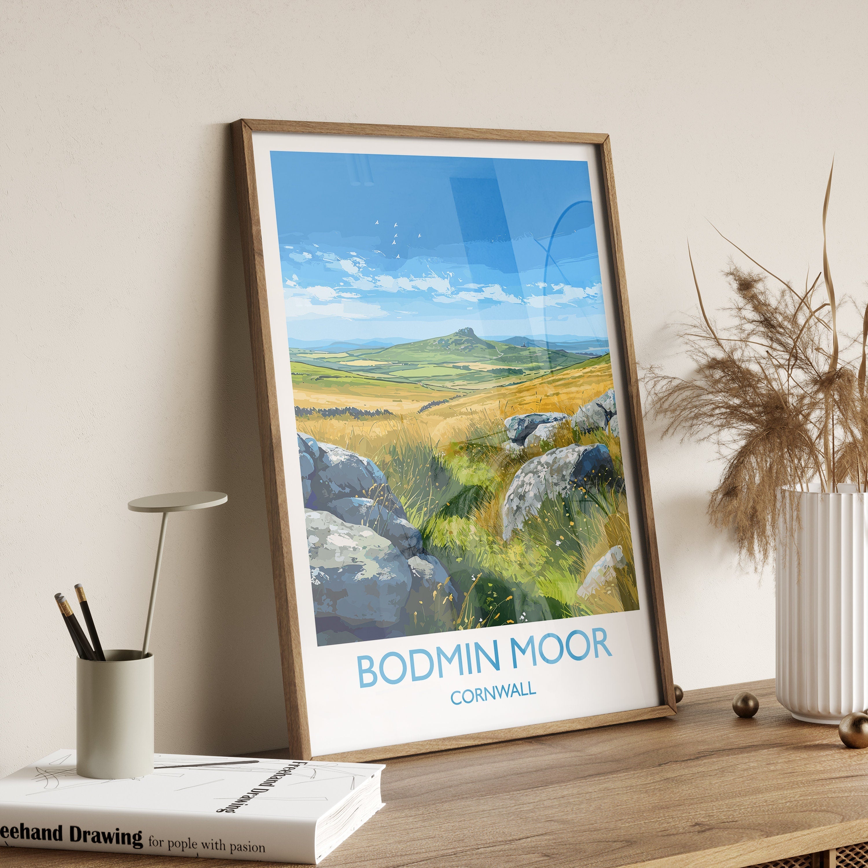 Bodmin Moor Travel Print, Travel Poster of Bodmin Moor, England, Cornwall Art, Bodmin Moor Gift, Wall Art Print NQ Media Designs