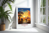 Tanzania Travel Poster, Travel Print of Tanzania, TanzaniaGift, Tanzania Sunset Africa, Africa Art Lovers Gift, Wall Art Print NQ Media Designs