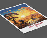 Tanzania Travel Poster, Travel Print of Tanzania, TanzaniaGift, Tanzania Sunset Africa, Africa Art Lovers Gift, Wall Art Print NQ Media Designs