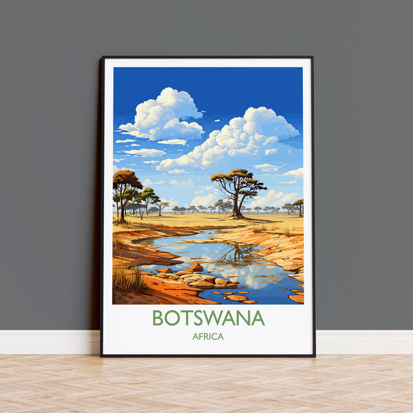 Botswana Travel Poster Wall Art, Travel Print of Botswana, Botswana Gift, Botswana Africa, Africa Art Lovers Gift, Travel Art Print