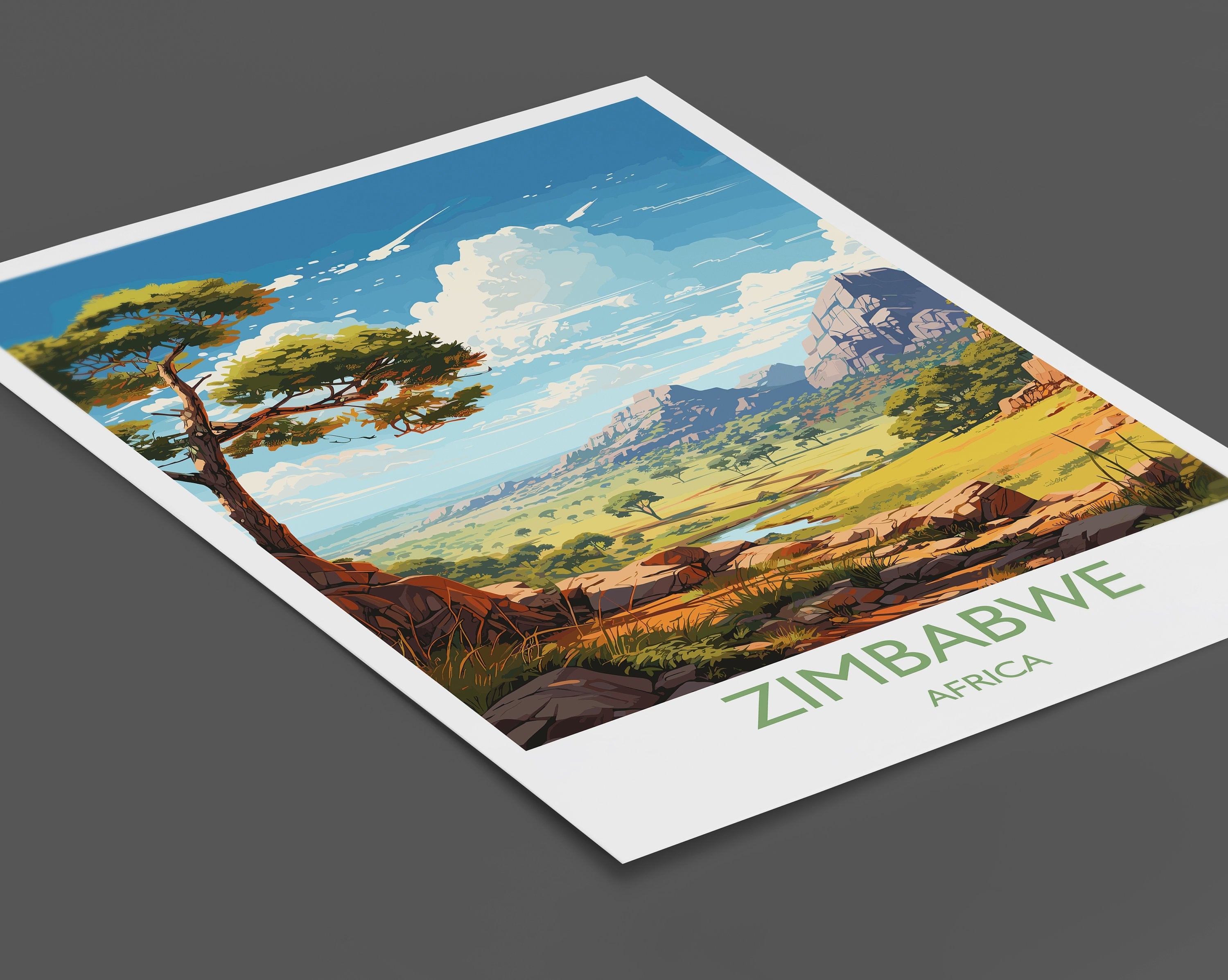 Zimbabwe Travel Poster Wall Art, Travel Poster of Zimbabwe, Zimbabwe Gift, Zimbabwe Travel Art, Africa Art Lovers Gift, NQ Media Designs