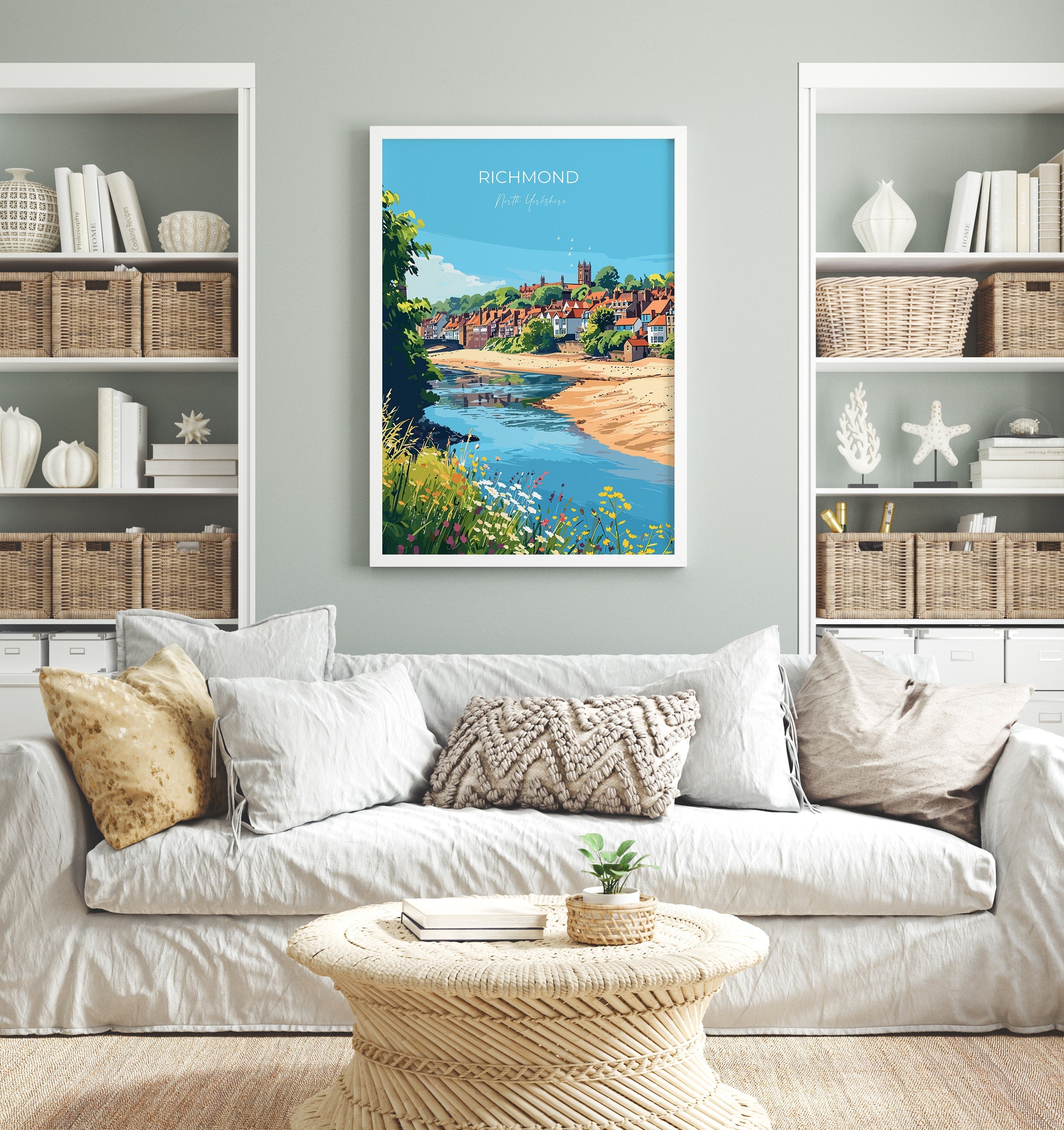 Richmond Travel Print, Travel Poster of Richmond, North Yorkshire Gift, England, Richmond Art Lovers Gift, Wall Art Print NQ Media Designs