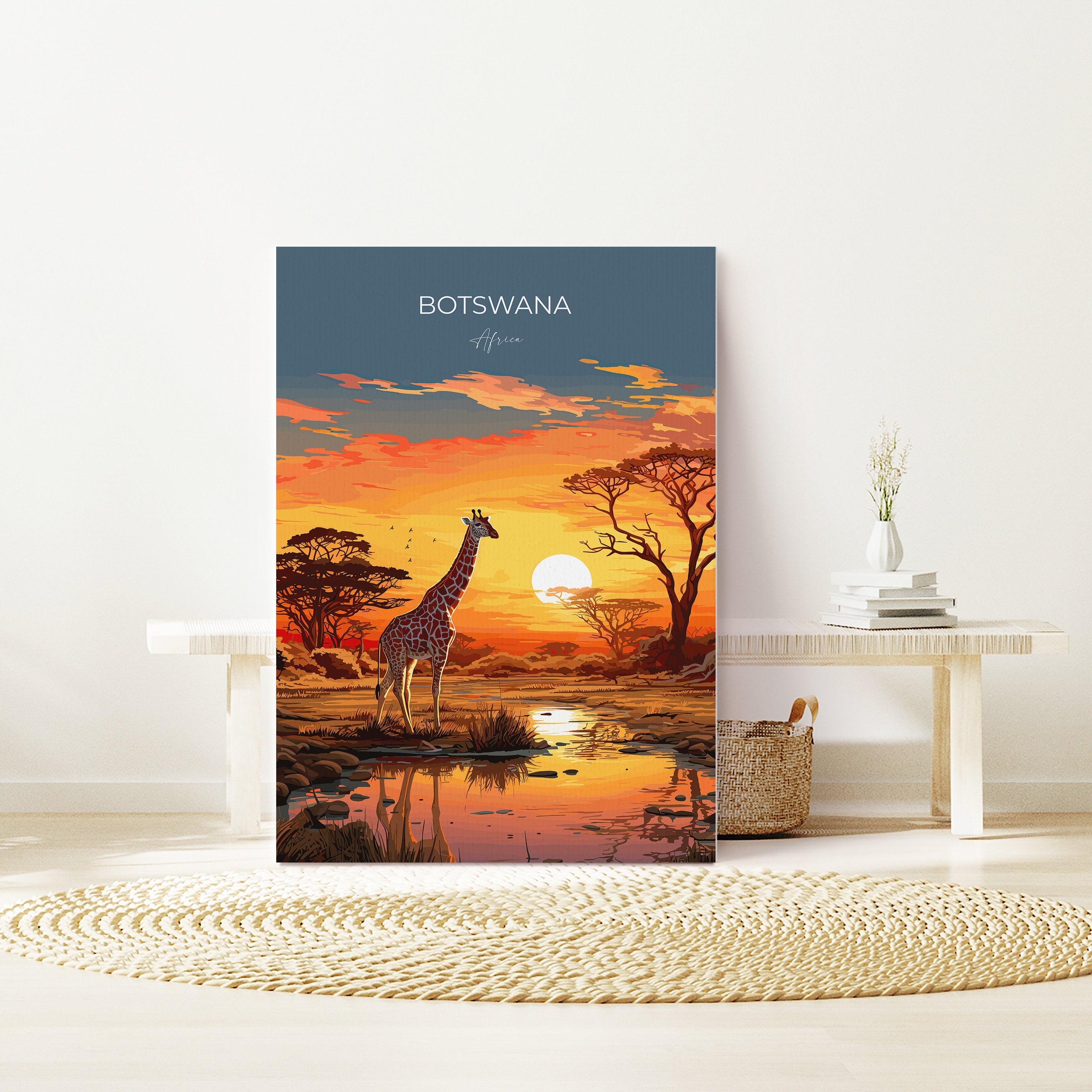 Botswana Travel Print, Travel Poster of Botswana, Botswana Gift, Botswana Sunset Africa, Africa Art Lovers Gift, Wall Art Print NQ Media Designs