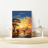 Tanzania Travel Poster, Travel Print of Tanzania, Tanzania Gift, Tanzania Sunset Africa, Africa Art Lovers Gift, Wall Art Print NQ Media Designs