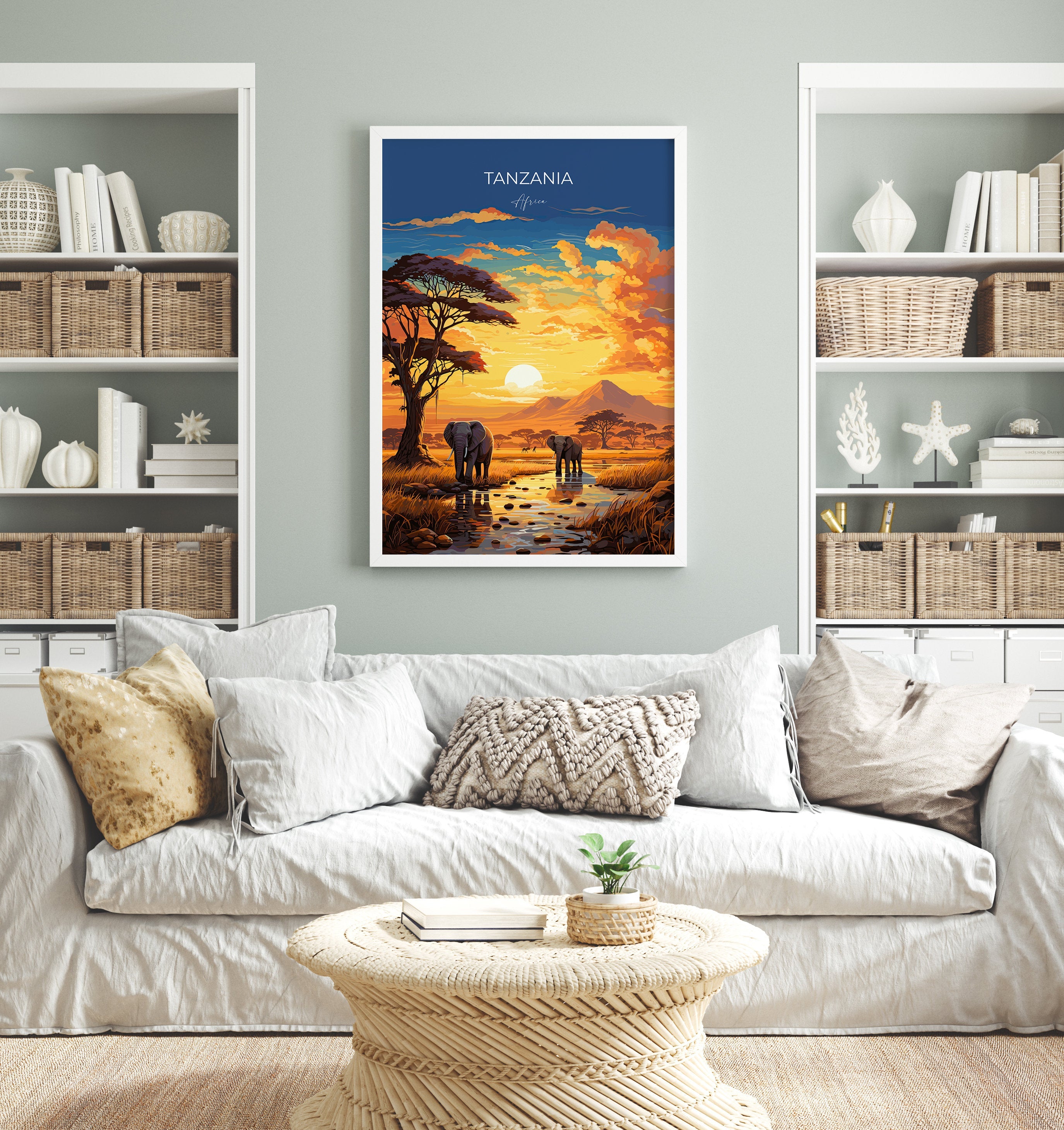 Tanzania Travel Poster, Travel Print of Tanzania, Tanzania Gift, Tanzania Sunset Africa, Africa Art Lovers Gift, Wall Art Print NQ Media Designs