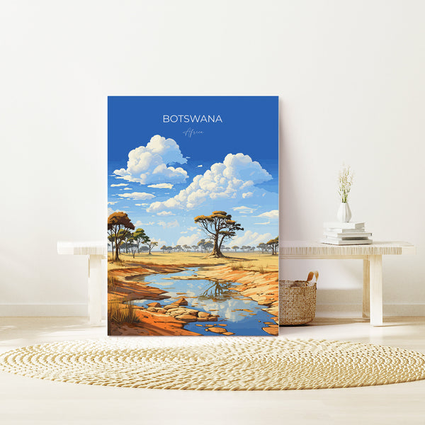 Botswana Travel Poster, Travel Print of Botswana, Botswana Gift, Botswana Sunset Africa, Africa Art Lovers Gift, Wall Art Print