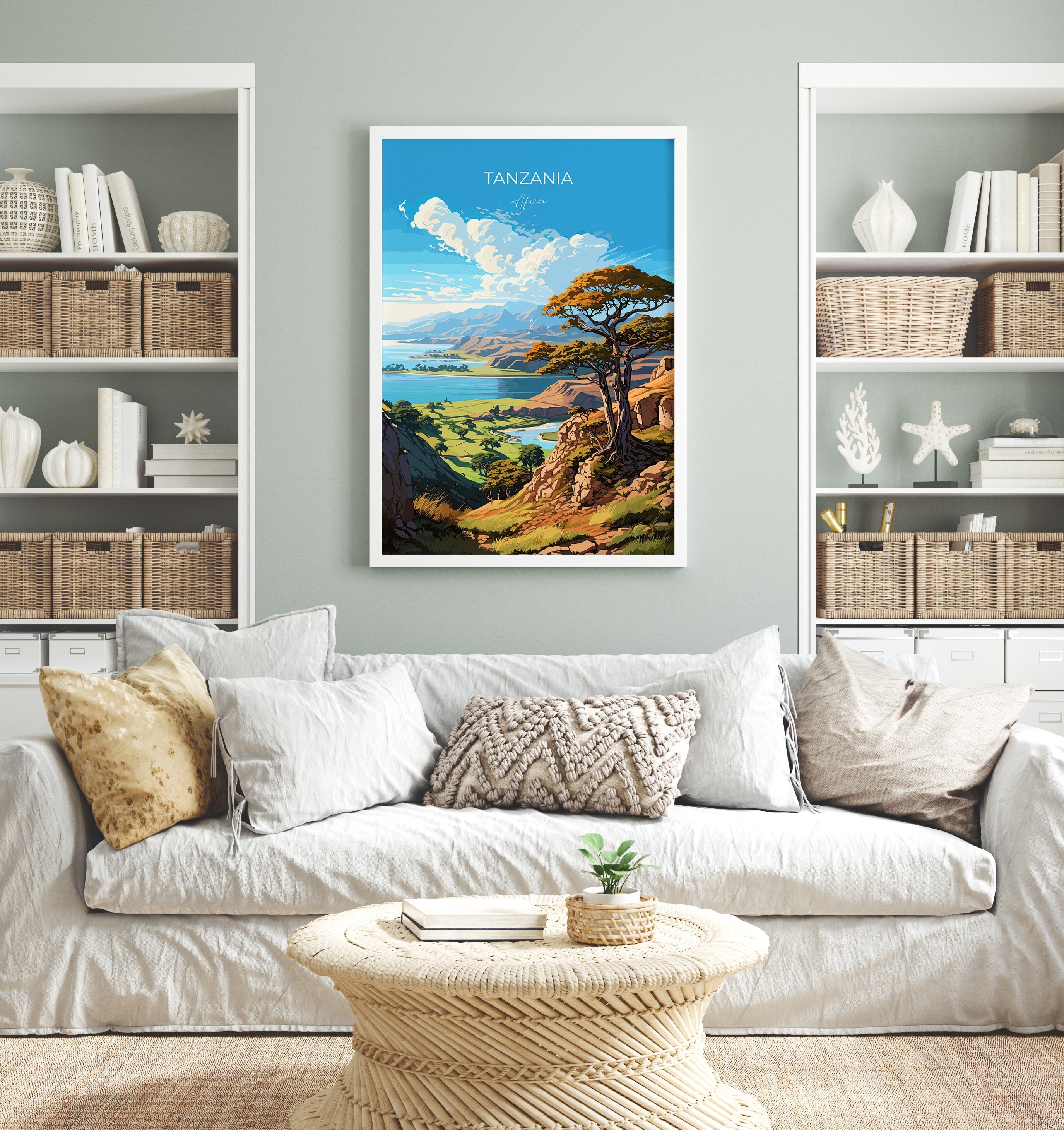 Tanzania Travel Print, Travel Poster of Tanzania, Tanzania Gift, Tanzania Sunset Africa, Africa Art Lovers Gift, Wall Art Print NQ Media Designs