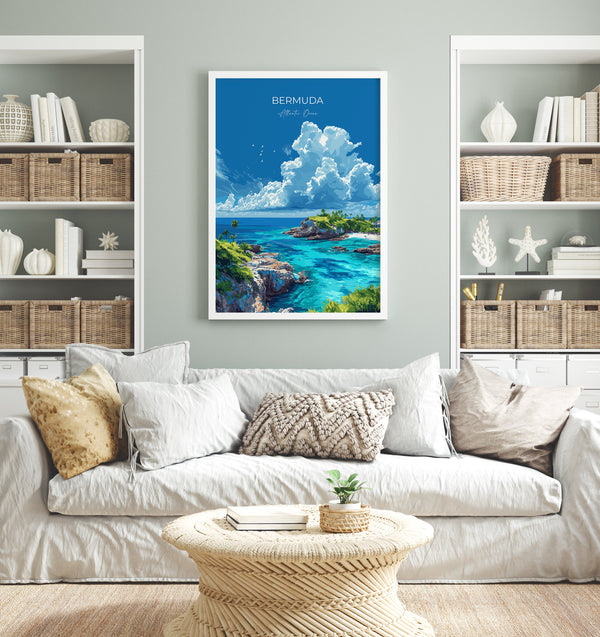 Bermuda Poster Wall Art, Travel Print of Bermuda, Atlantic Ocean, Bermuda Art Lovers Gift, Bermuda Canvas Wall Art