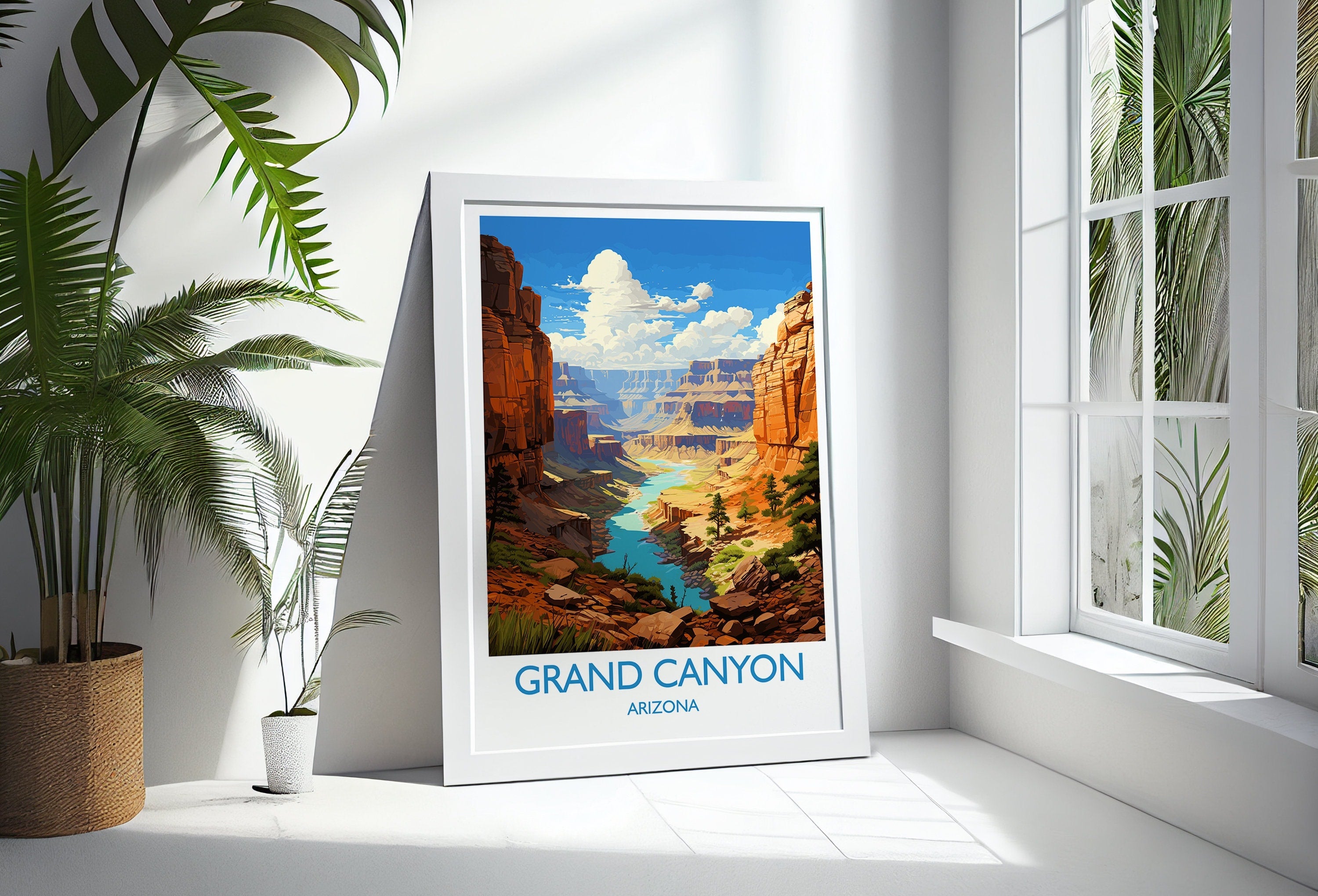 Grand Canyon Travel Poster Wall Art, Travel Print of Grand Canyon, Grand Canyon Art Lovers Gift, Arizona, USA Travel Wall Art NQ Media Designs