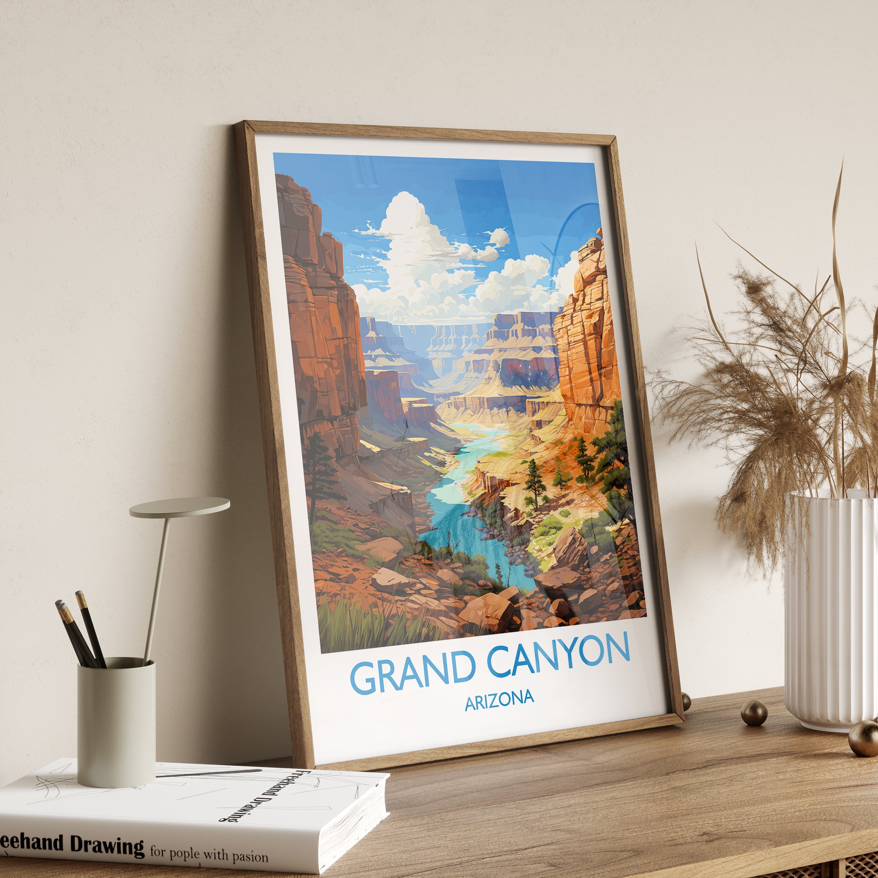 Grand Canyon Travel Poster Wall Art, Travel Print of Grand Canyon, Grand Canyon Art Lovers Gift, Arizona, USA Travel Wall Art NQ Media Designs
