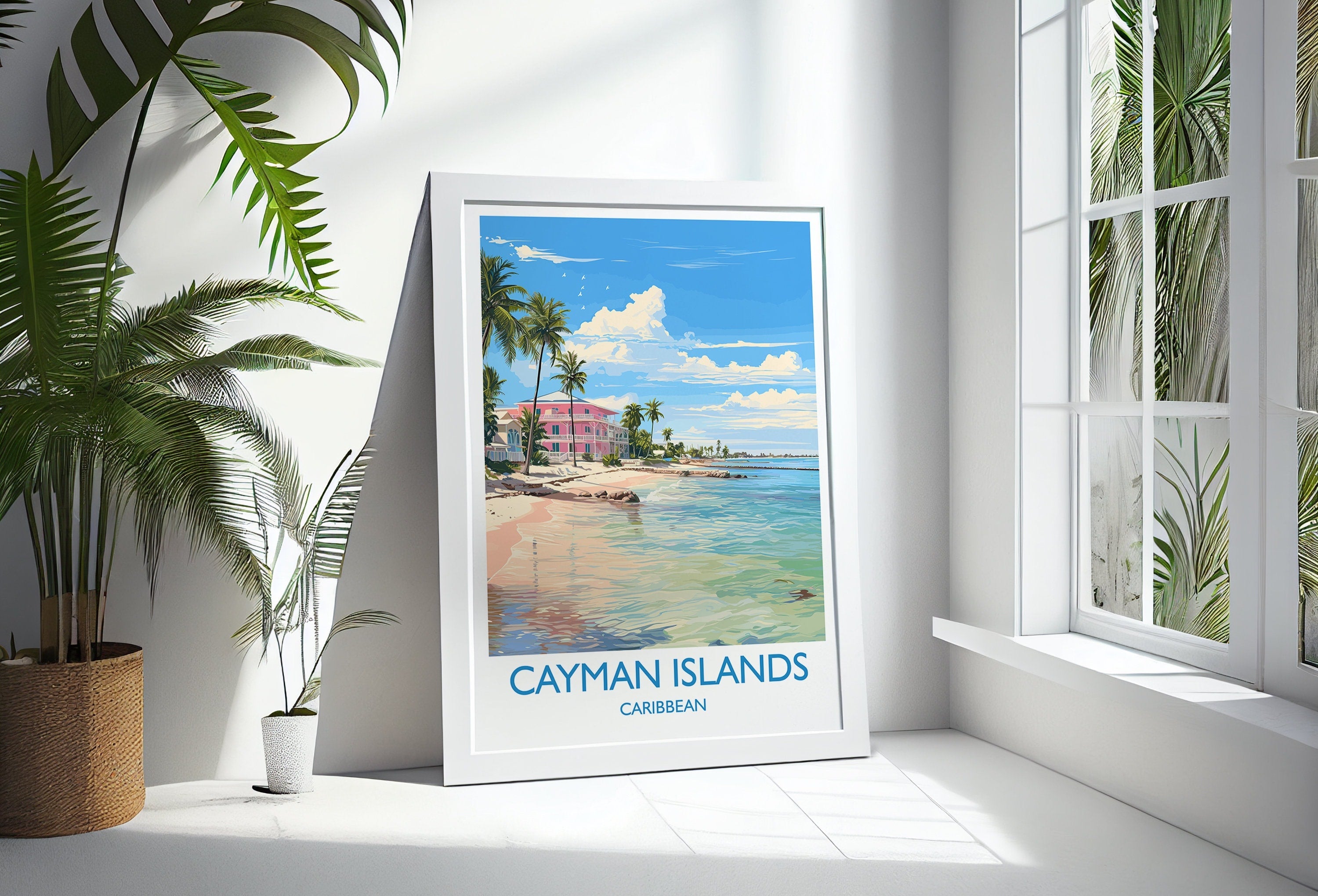 Cayman Islands Travel Print, Travel Poster of Cayman Islands, Caribbean, Cayman Islands Art Lovers Gift, Wall Art Print NQ Media Designs