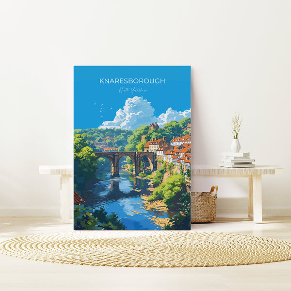 Knaresborough Travel Poster Wall Art, Travel Print of Knaresborough, North Yorkshire Gift, England, Knaresborough Art Lovers Gift