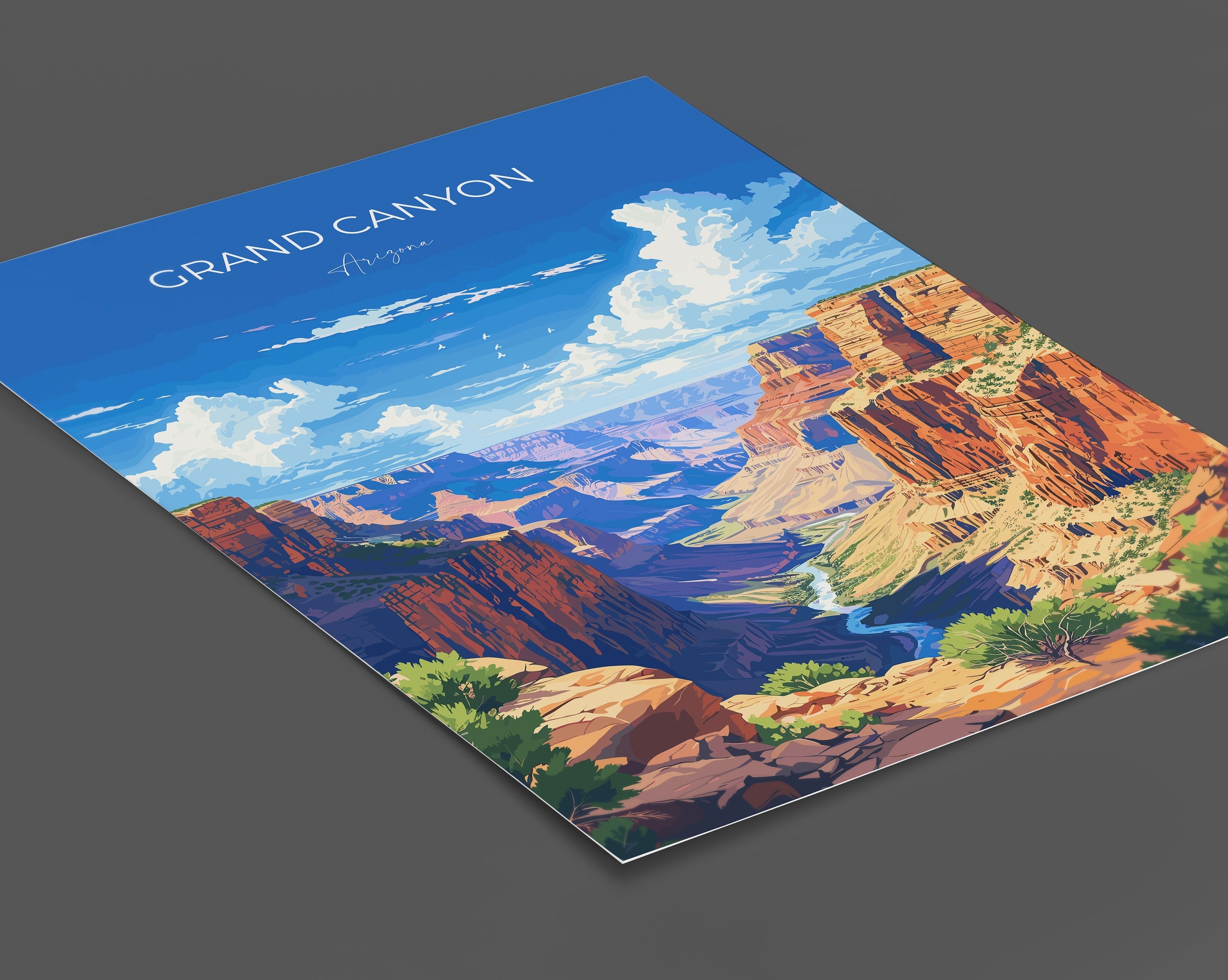 Grand Canyon Travel Print Wall Art, Travel Poster of Grand Canyon, Grand Canyon Art Lovers Gift, Arizona, USA Travel Art NQ Media Designs