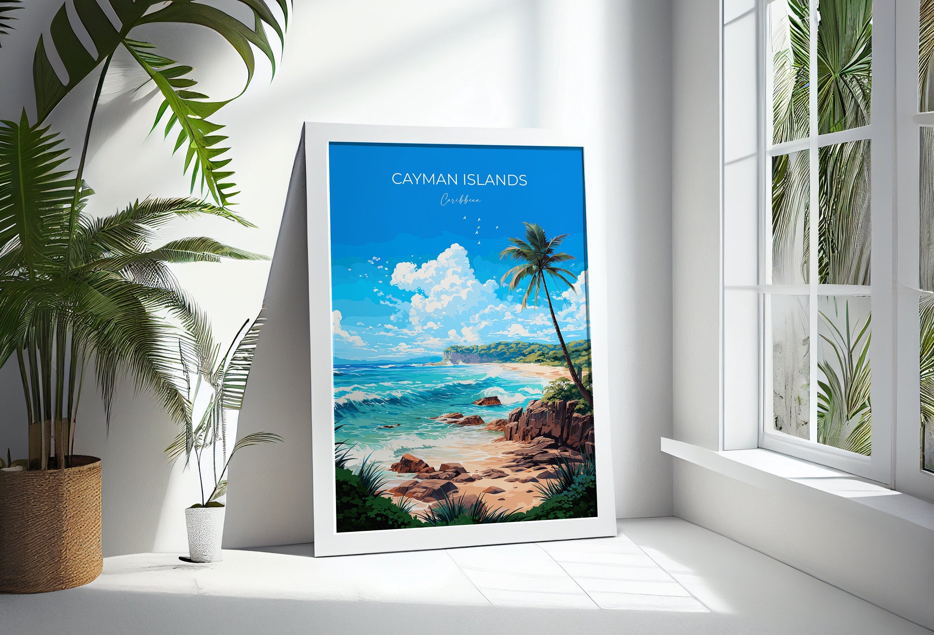 Cayman Islands Travel Poster, Travel Print of Cayman Islands, Caribbean, Cayman Islands Art Lovers Gift, Wall Art Print NQ Media Designs