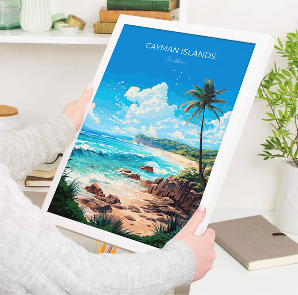 Cayman Islands Travel Poster, Travel Print of Cayman Islands, Caribbean, Cayman Islands Art Lovers Gift, Wall Art Print