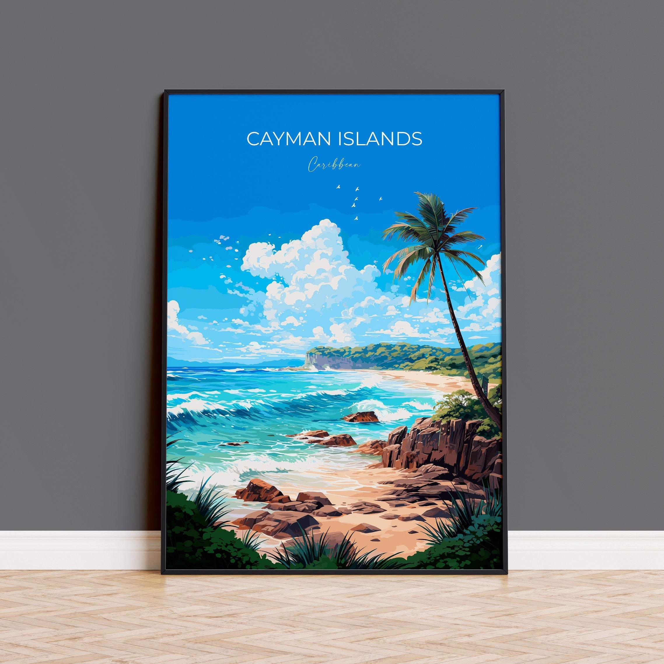 Cayman Islands Travel Poster, Travel Print of Cayman Islands, Caribbean, Cayman Islands Art Lovers Gift, Wall Art Print NQ Media Designs