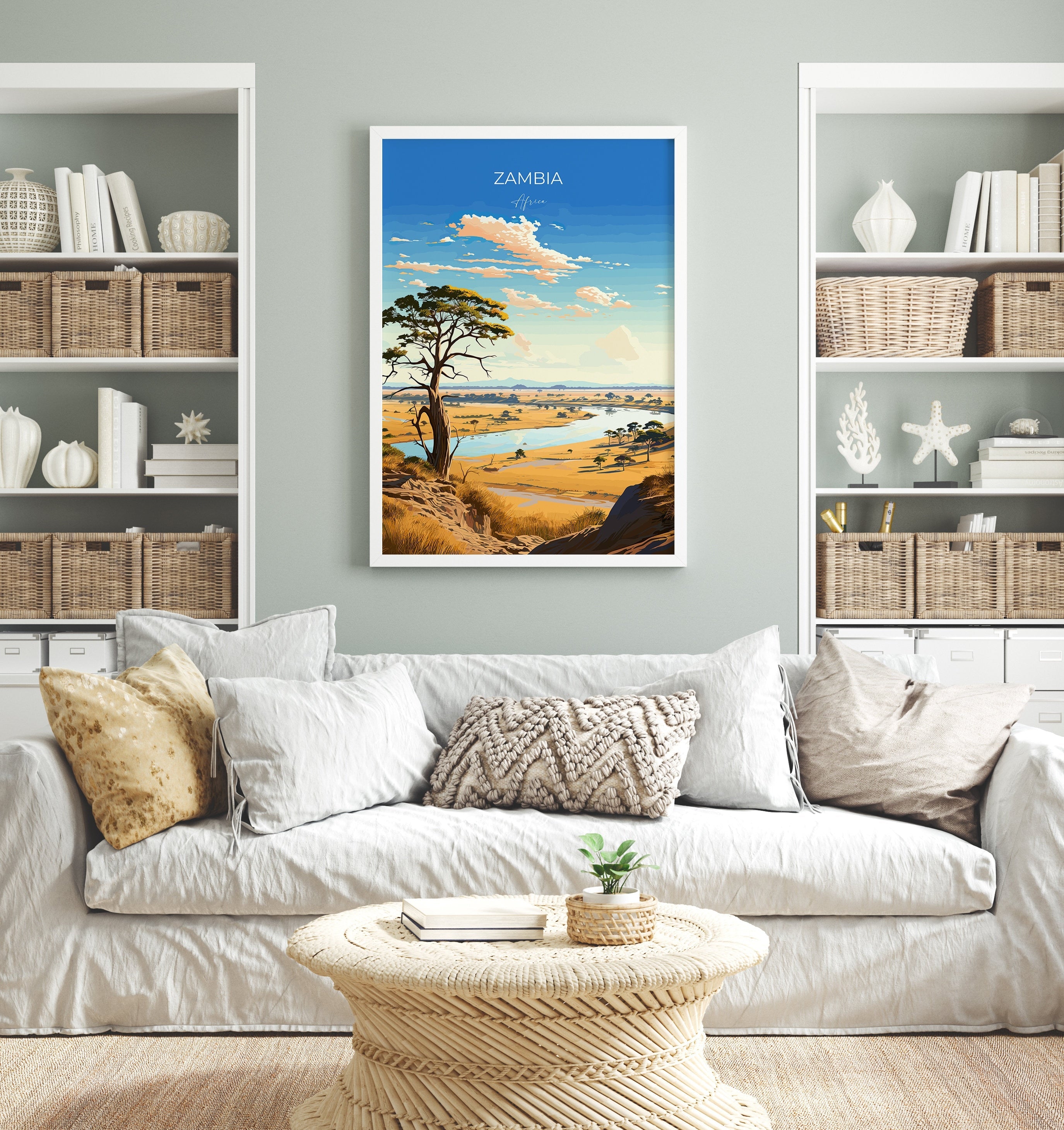 Zambia Travel Print Wall Art, Travel Poster of Zambia, Zambia Gift, Zambia Travel Art, Africa Art Lovers Gift, NQ Media Designs