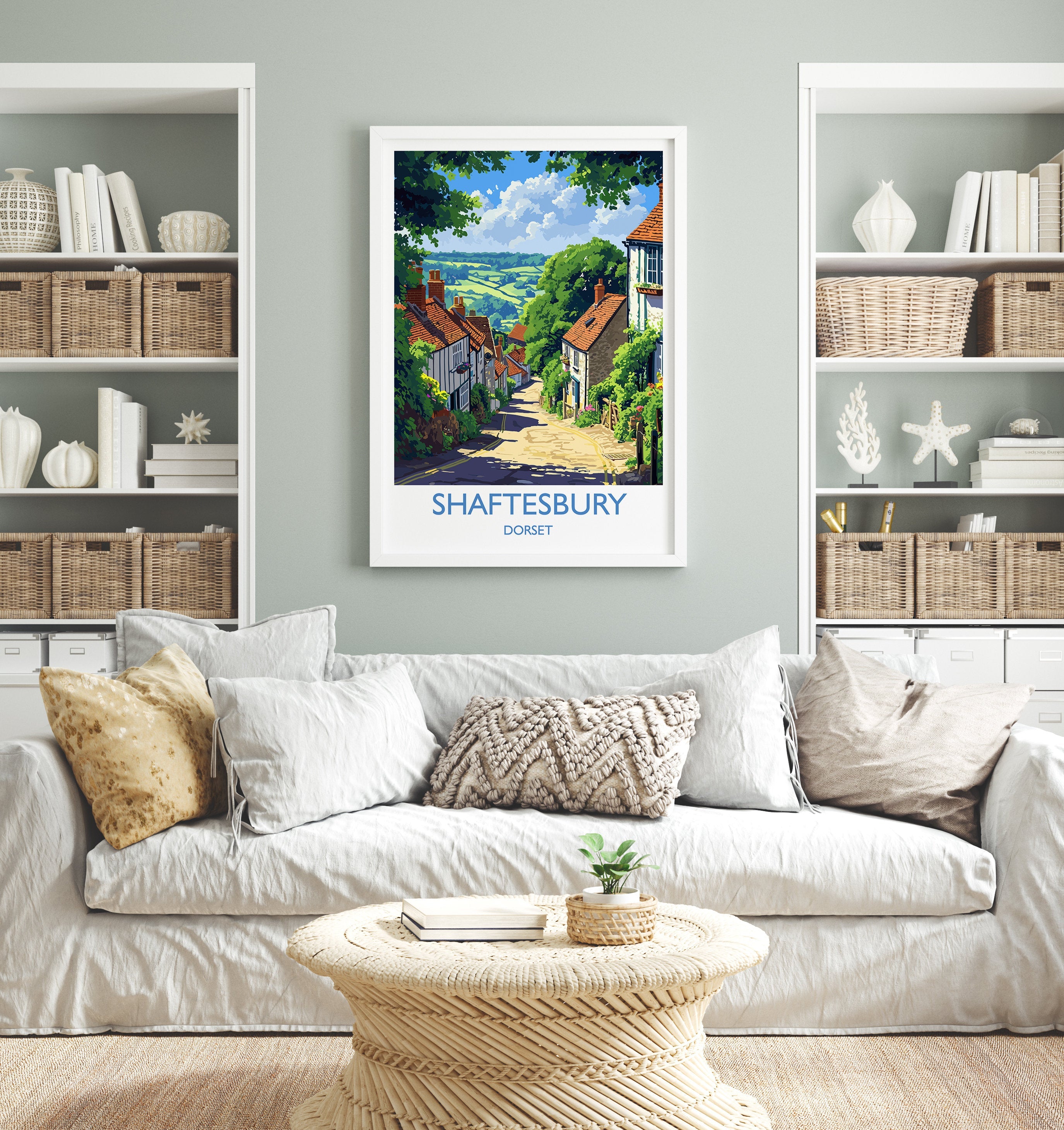 Shaftesbury Travel Poster Wall Art, Travel Print of Shaftesbury, England, Dorset Coast Art Lovers Gift, Shaftesbury Wall Decor NQ Media Designs