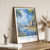 Christchurch Travel Print Wall Art, Travel Poster of Christchurch, England, Dorset Coast Art Lovers Gift, Dorset Wall Decor NQ Media Designs