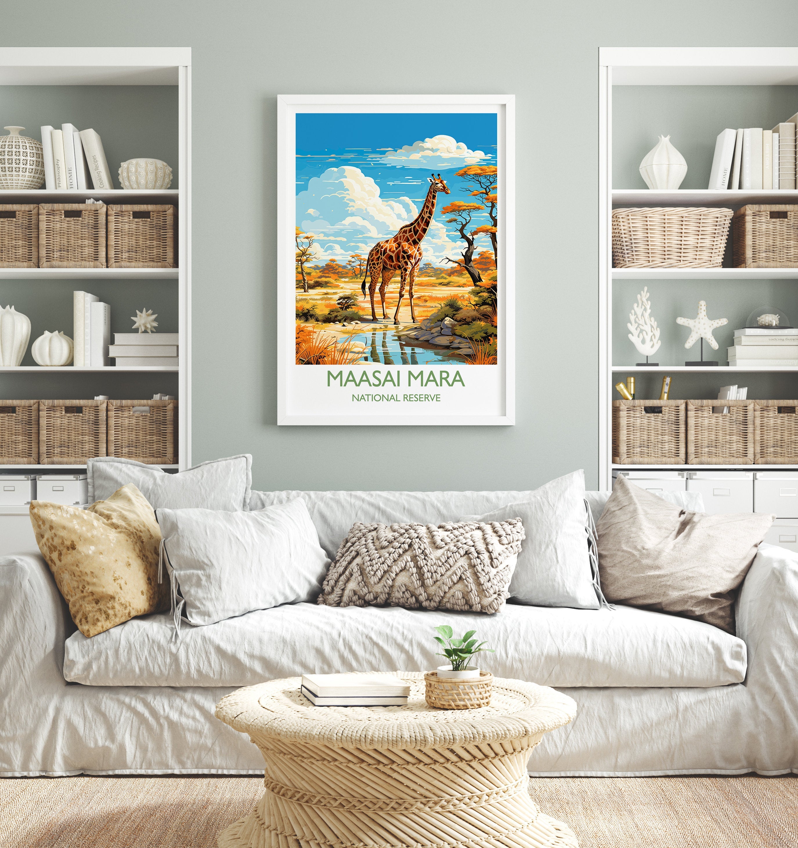 Maasai Mara Travel Poster Wall Art, Travel Print of Maasai Mara, Kenya Gift, Maasai MaraNational Reserve Africa Art Gift NQ Media Designs