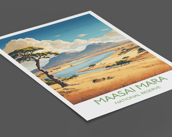 Maasai Mara Travel Poster Wall Art, Travel Print of Maasai Mara, Kenya Gift, Maasai MaraNational Reserve Africa Art Gift
