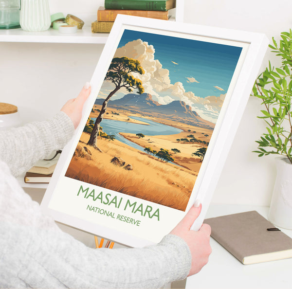Maasai Mara Travel Poster Wall Art, Travel Print of Maasai Mara, Kenya Gift, Maasai MaraNational Reserve Africa Art Gift
