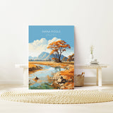 Mana Pools Travel Poster Wall Art, Travel Print of Mana Pools, Zimbabwe Gift, Mana Pools National Park Africa Art Gift NQ Media Designs