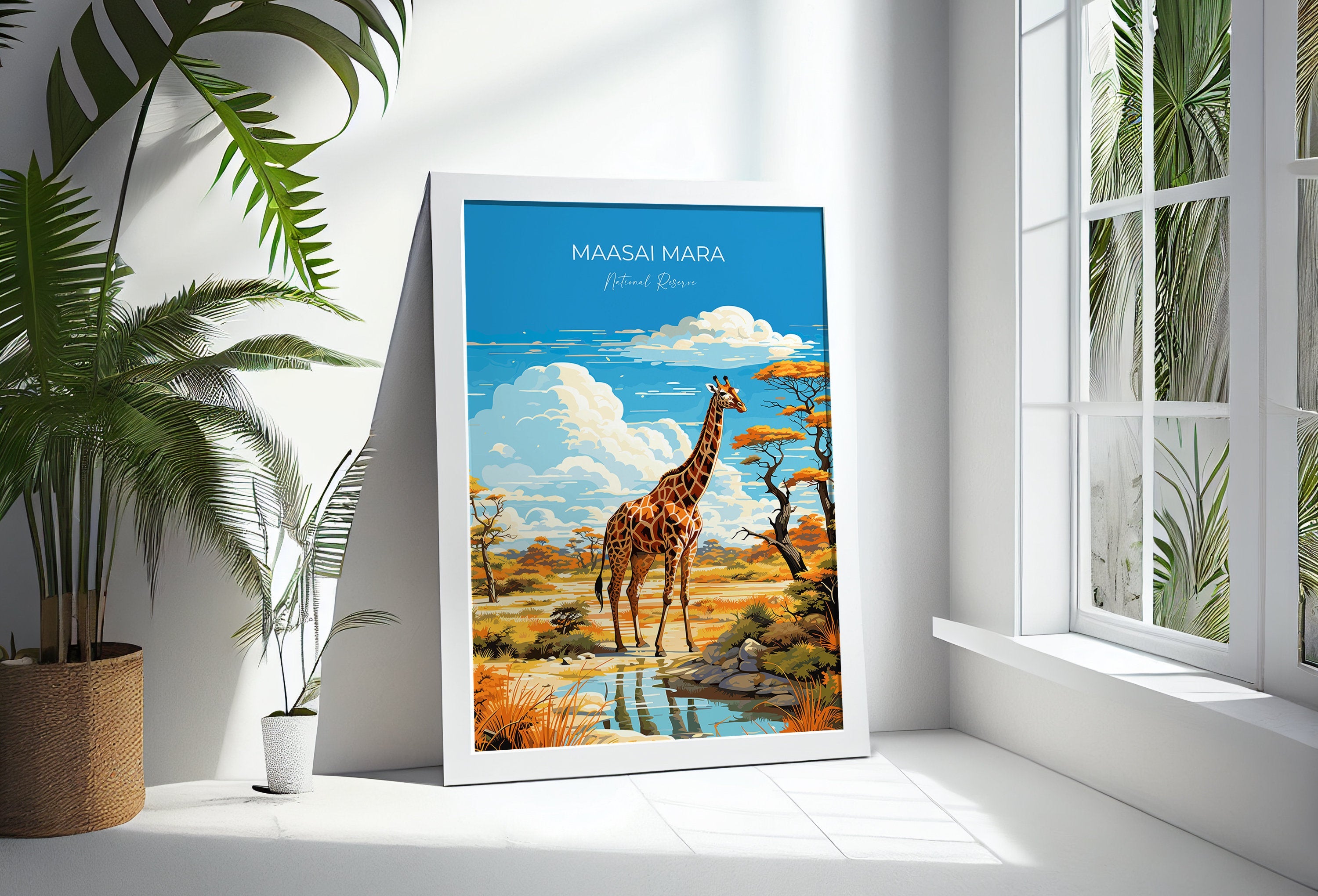 Maasai Mara Travel Poster Wall Art, Travel Print of Maasai Mara, Kenya Gift, Maasai MaraNational Reserve Africa Art Gift NQ Media Designs