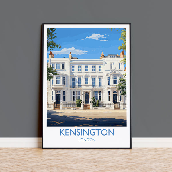 Kensington Travel Poster Wall Art, Travel Print of Kensington, London Poster, Kensington Gift, Kensington Art Lovers Gift, UK Travel Gift