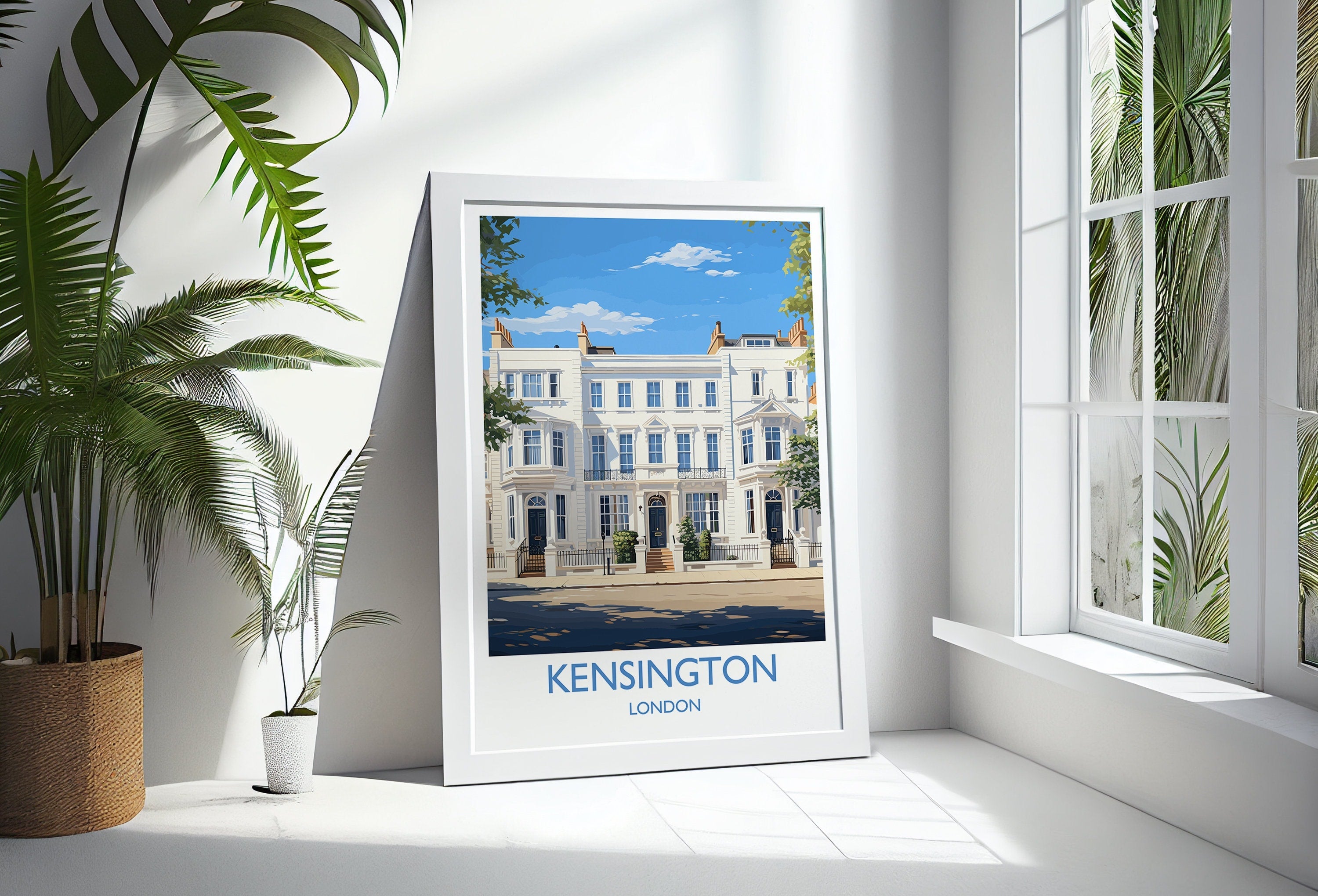 Kensington Travel Poster Wall Art, Travel Print of Kensington, London Poster, Kensington Gift, Kensington Art Lovers Gift, UK Travel Gift NQ Media Designs