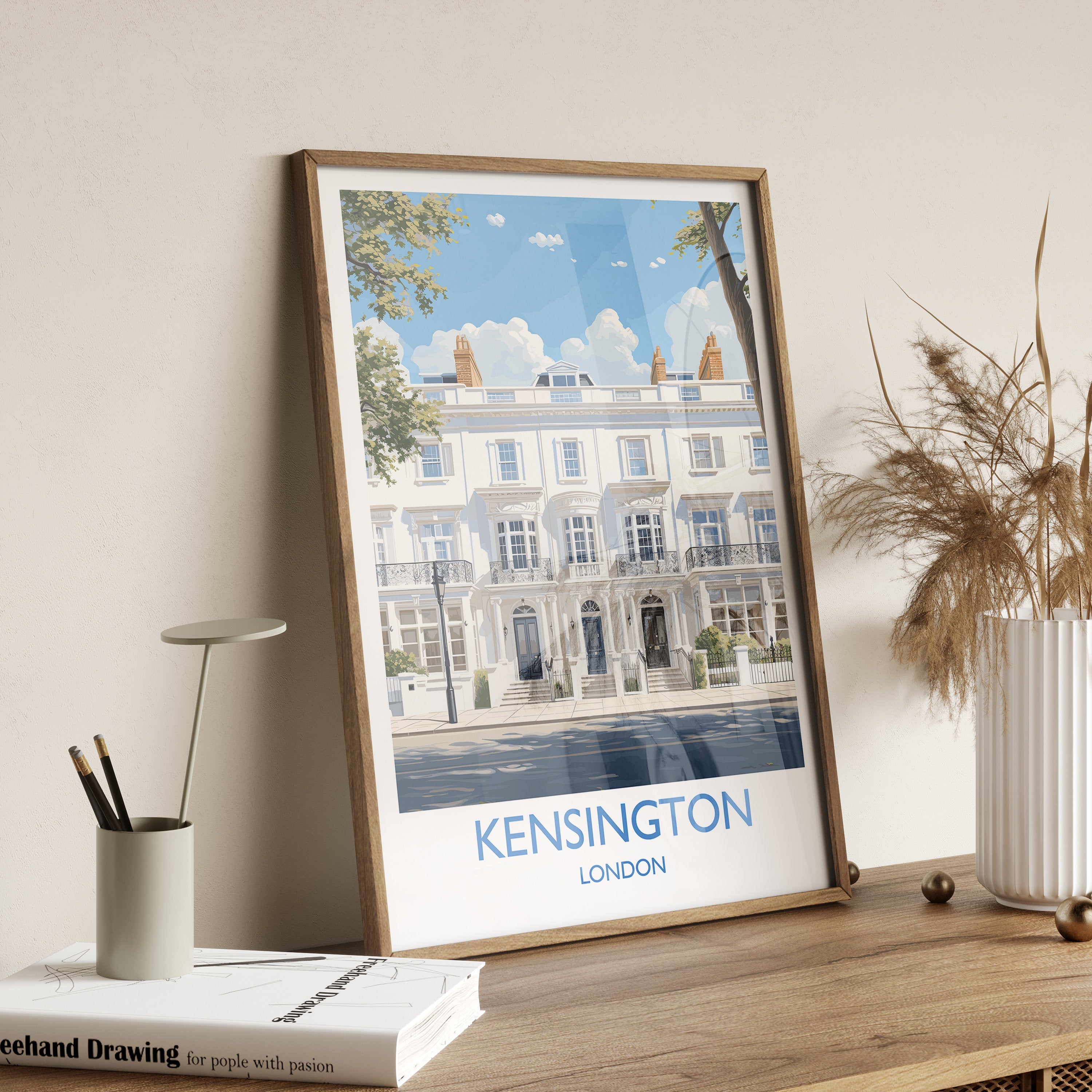 Kensington Travel Print Wall Art, Travel Poster of Kensington, London Poster, Kensington Gift, Kensington Art Lovers Gift, UK Travel Gift NQ Media Designs