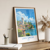 Lake Garda Travel Print Wall Art, Travel Poster of Lake Garda, Lake Garda Art Lovers Gift, Italy, Italian Lakes Art Gift NQ Media Designs