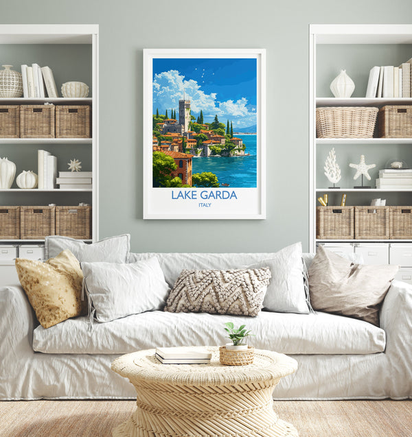 Lake Garda Travel Print Wall Art, Travel Poster of Lake Garda, Lake Garda Art Lovers Gift, Italy, Italian Lakes Art Gift