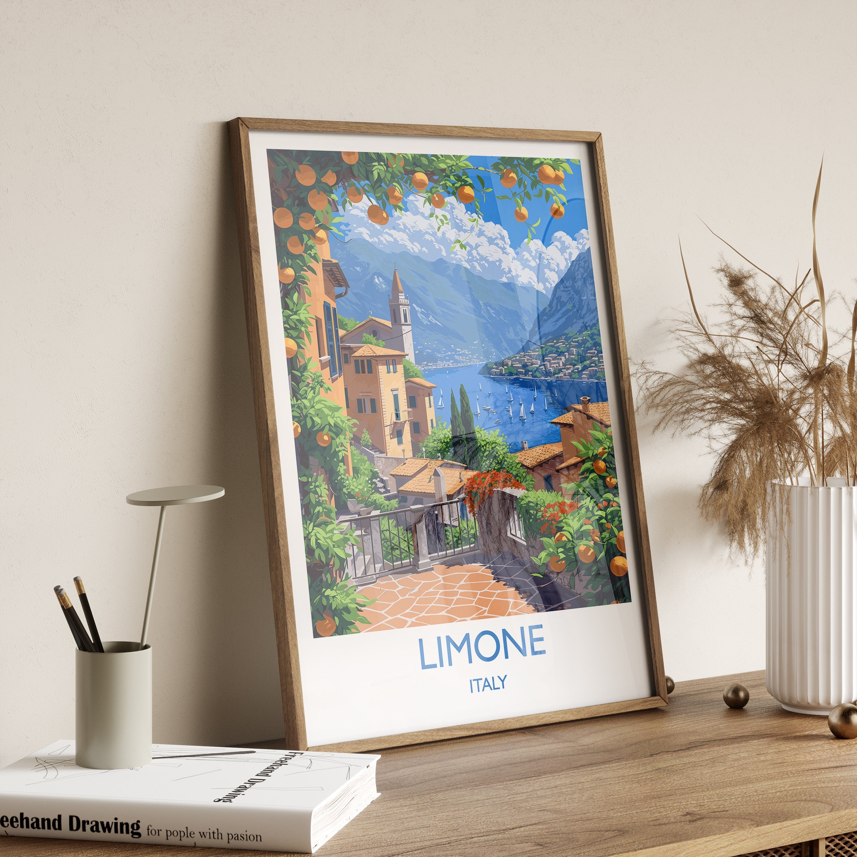 Limone Travel Poster Wall Art, Travel Print of Lake Garda, Limone Art Lovers Gift, Italy, Italian Lakes Art Gift NQ Media Designs