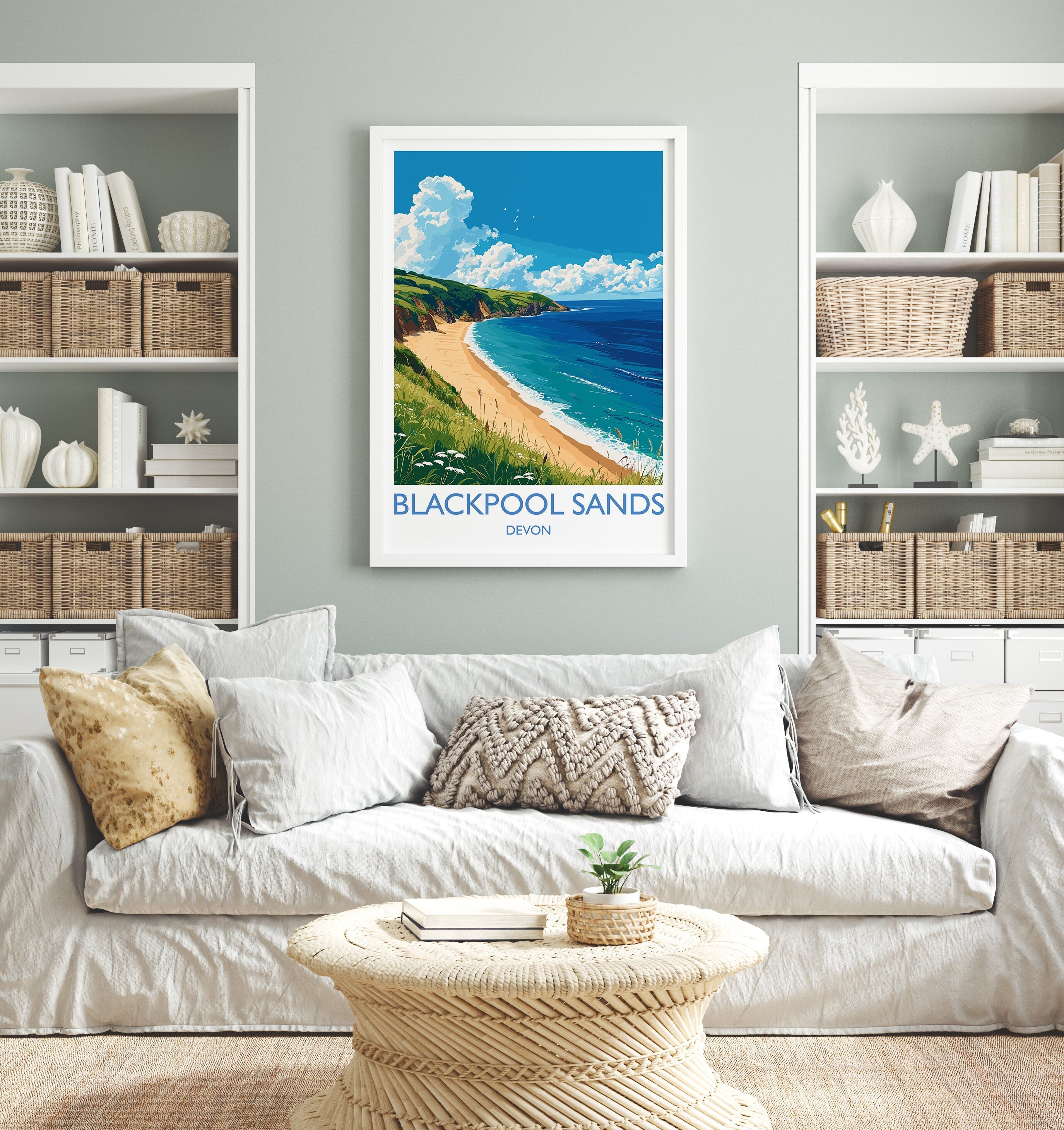 Blackpool Sands Travel Poster Wall Art, Travel Print of Blackpool Sands,England, Devon Art Lovers Gift, Travel Art Gift NQ Media Designs