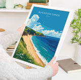 Blackpool Sands Travel Poster Wall Art, Travel Print of Blackpool Sands,England, Devon Art Lovers Gift, Travel Art Gift NQ Media Designs