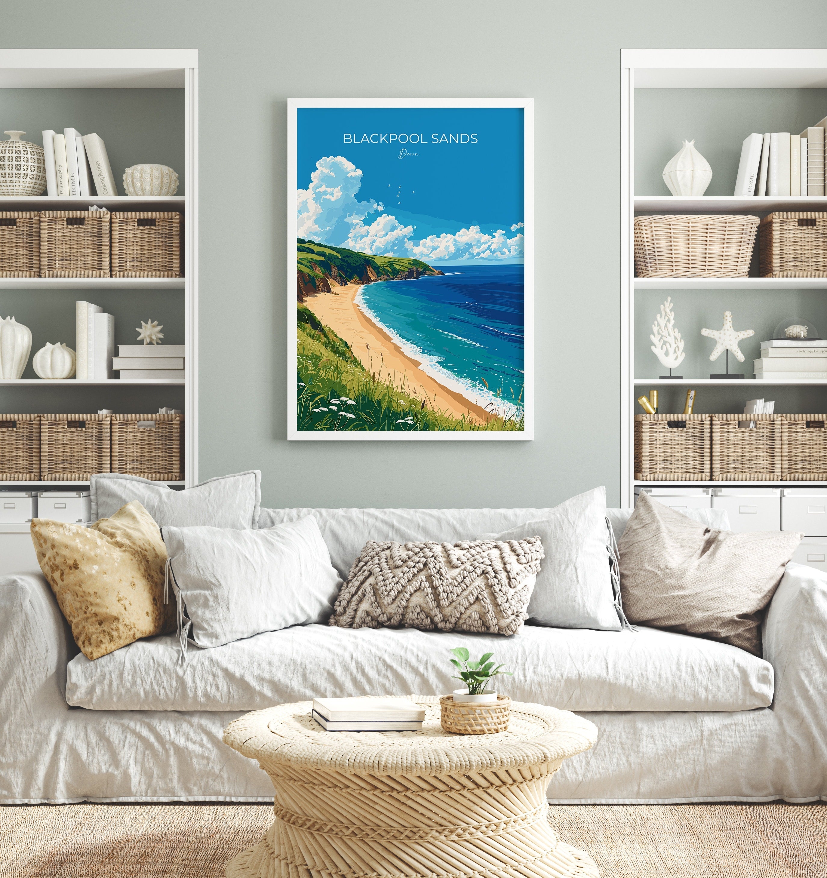Blackpool Sands Travel Poster Wall Art, Travel Print of Blackpool Sands,England, Devon Art Lovers Gift, Travel Art Gift NQ Media Designs