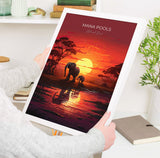 Mana Pools Travel Poster Wall Art, Travel Print of Mana Pools, Zimbabwe Gift, Mana Pools National Park Sunset Africa Art Gift NQ Media Designs
