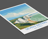 Seven Sisters Travel Poster Wall Art, Seven Sisters Travel Print, East Sussex, English Coastal Art, Seven Sisters Gift, Art Lovers Gift NQ Media Designs