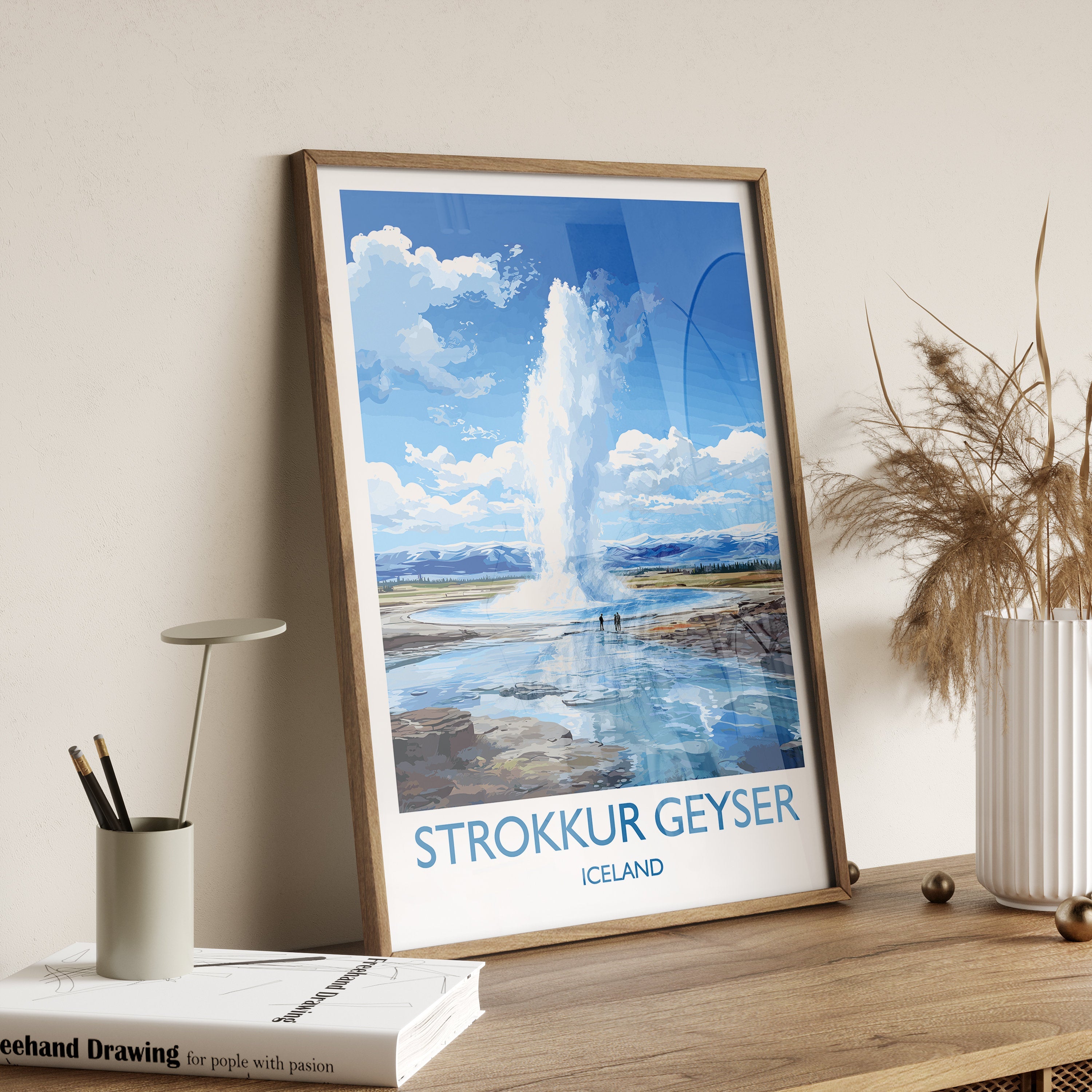 Strokkur Geyser Poster Wall Art, Strokkur Geyser Travel Print, Iceland Wall Art, Strokkur Geyser Art Lovers Gift, Iceland Gift NQ Media Designs