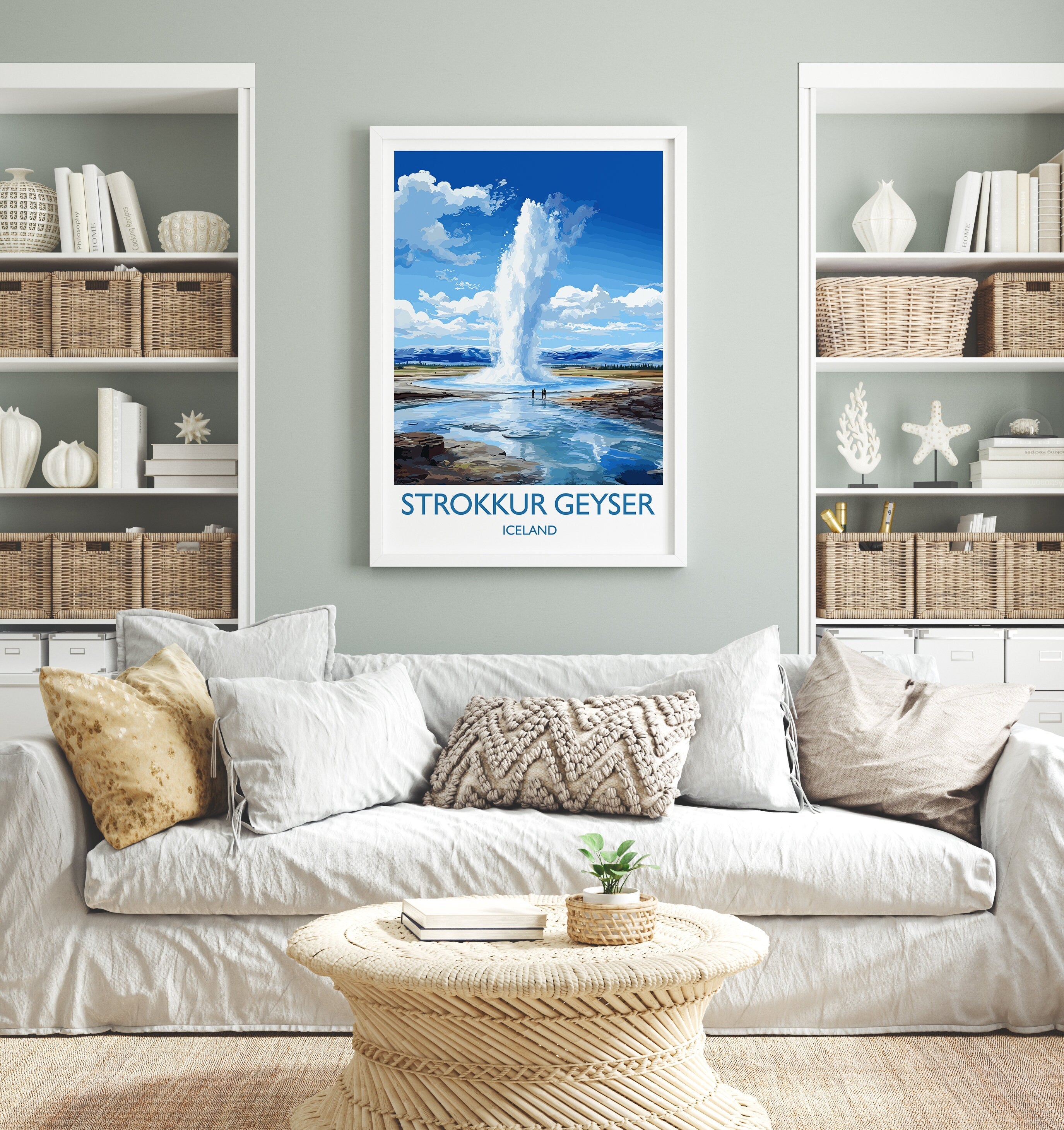 Strokkur Geyser Poster Wall Art, Strokkur Geyser Travel Print, Iceland Wall Art, Strokkur Geyser Art Lovers Gift, Iceland Gift NQ Media Designs