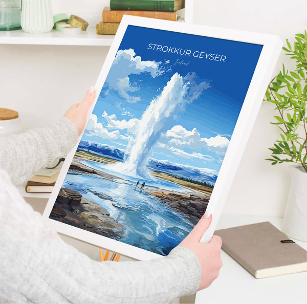 Strokkur Geyser Print Wall Art, Strokkur Geyser Travel Poster, Iceland Wall Art, Strokkur Geyser Art Lovers Gift, Iceland Gift