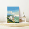 Seven Sisters Travel Poster Wall Art, Seven Sisters Travel Print, East Sussex, English Coastal Art, Seven Sisters Gift, Art Lovers Gift
