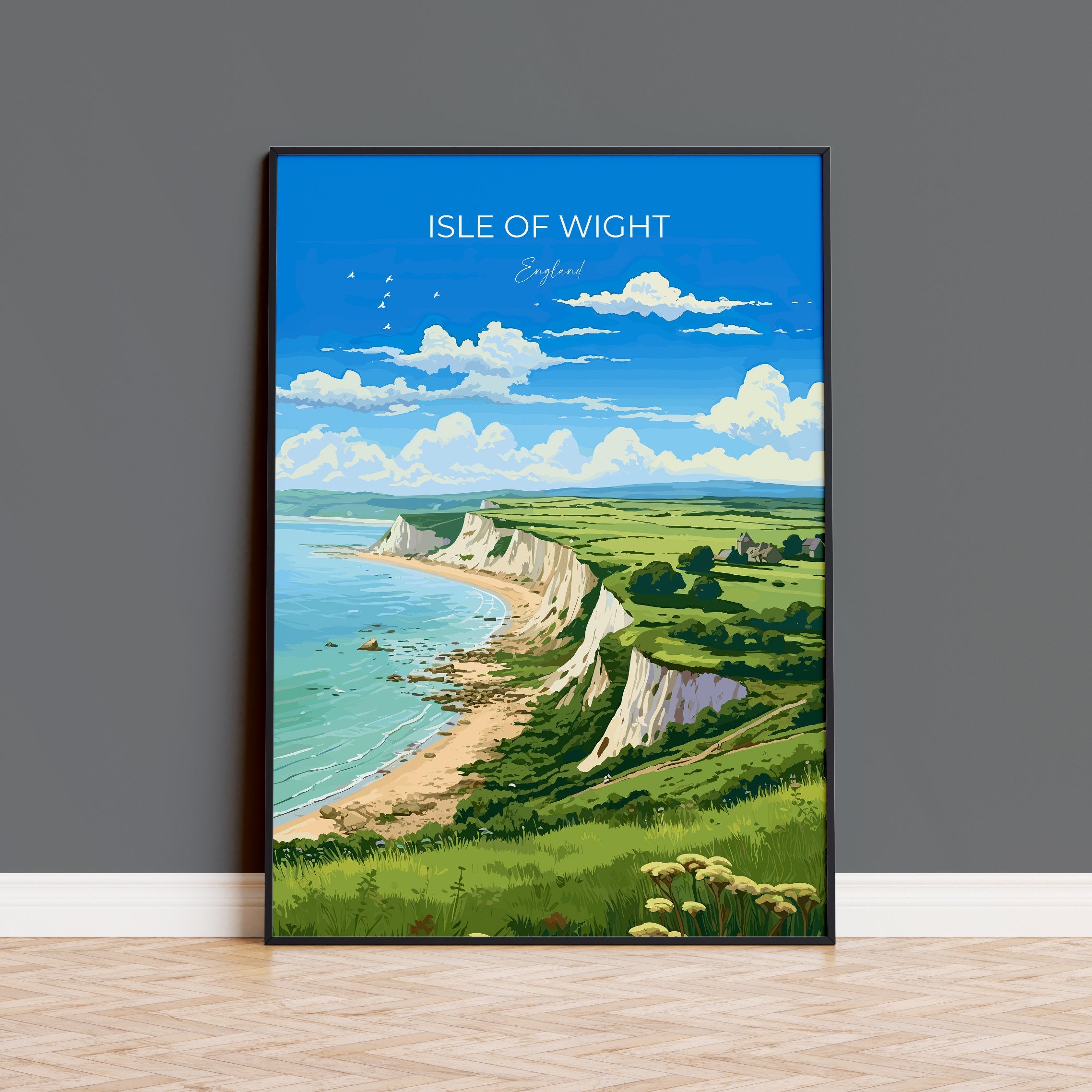 Isle of Wight Travel Poster Wall Art, Isle of Wight Travel Print, English Coastal Art, Isle of Wight Gift, Art Lovers Gift NQ Media Designs